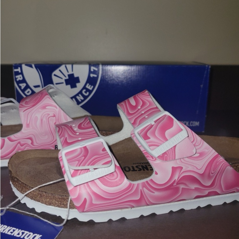 Birkenstock Arizona marbletwirl fuchsia tulip size 38 women’s brand new in box